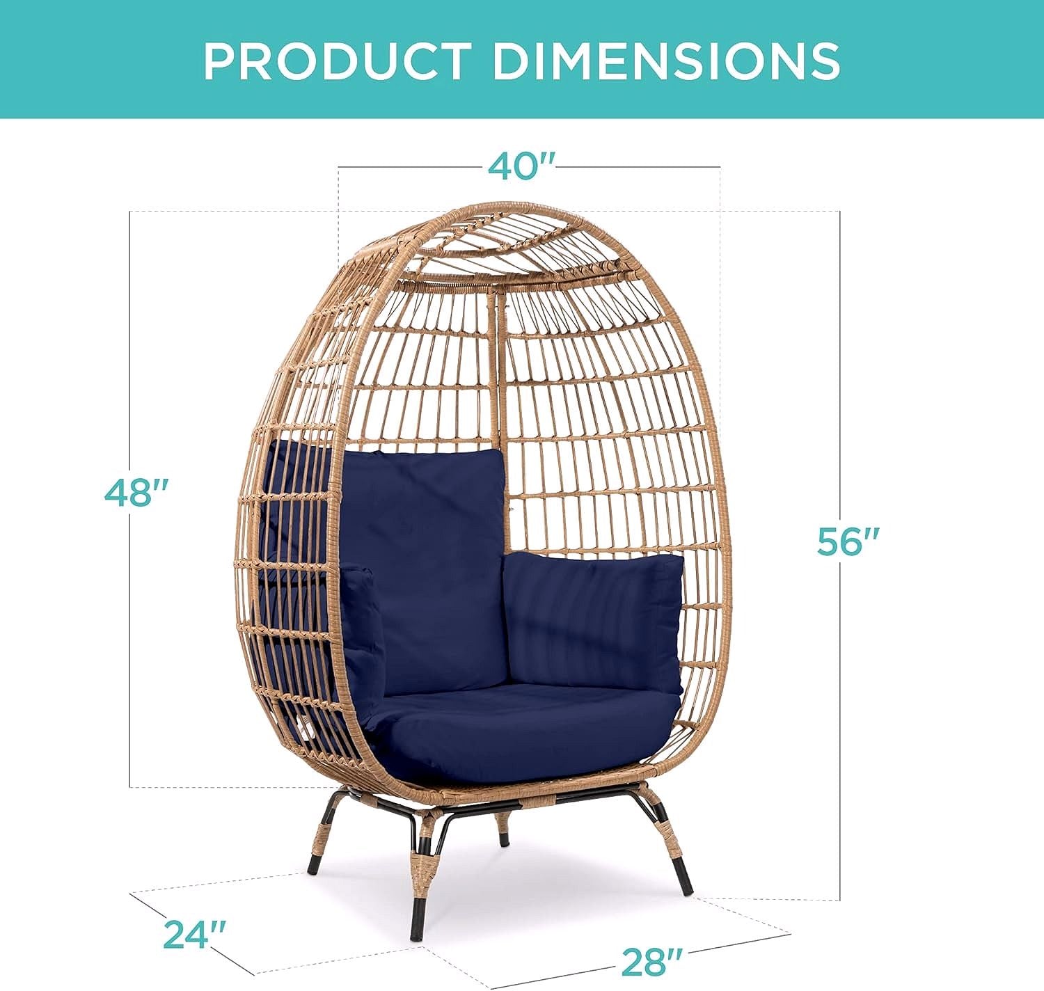 2026 Chaise à œuf en rotin Best Choice Products – Chaise longue surdimensionnée pour l'intérieur et l'extérieur, idéale pour la terrasse, le jardin et le salon