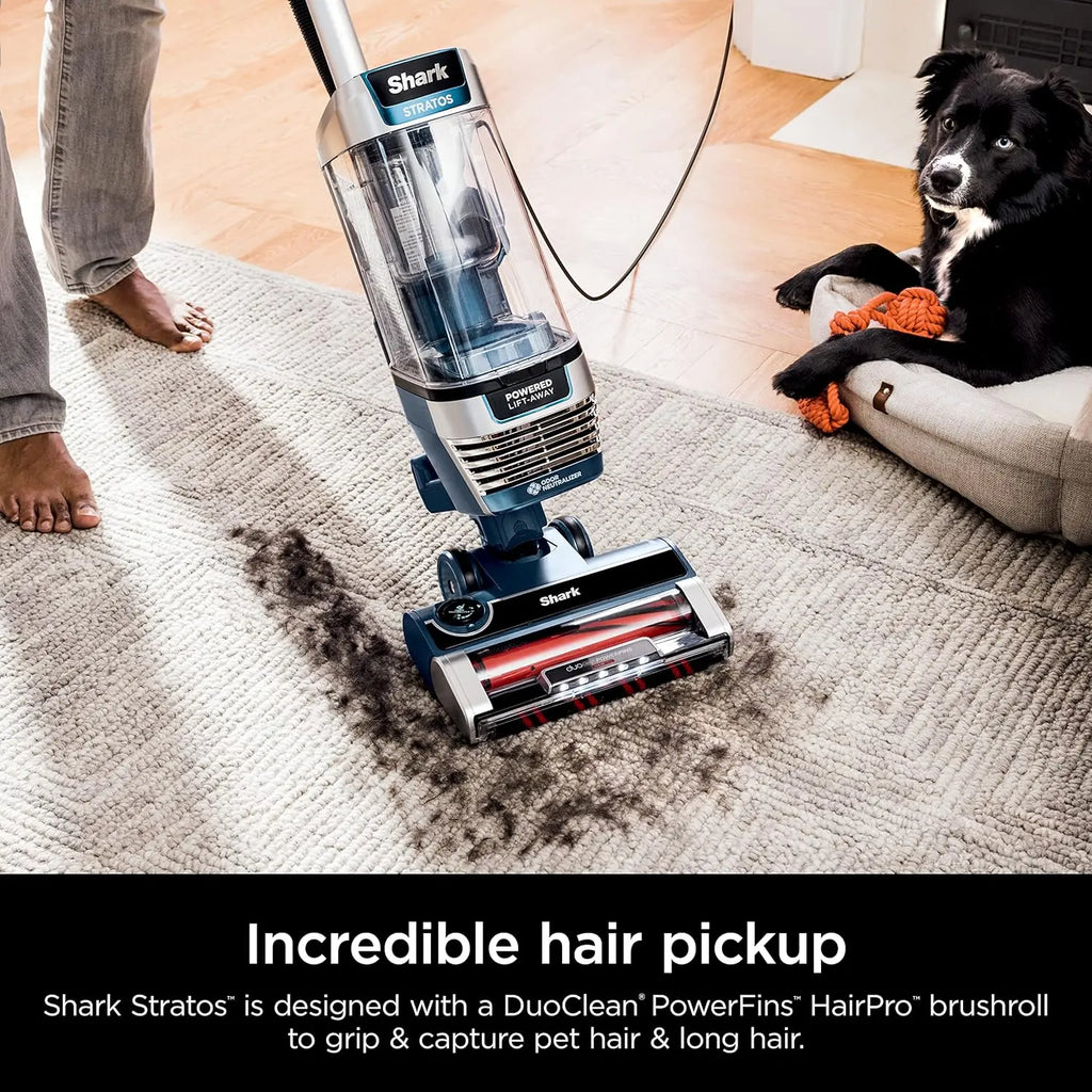 2026 Shark AZ3002 Stratos Standstaubsauger mit DuoClean PowerFins, HairPro, Powered Lift-Away, selbstreinigender Bürstenrolle und Geruchsneutralisierungstechnologie, Marineblau