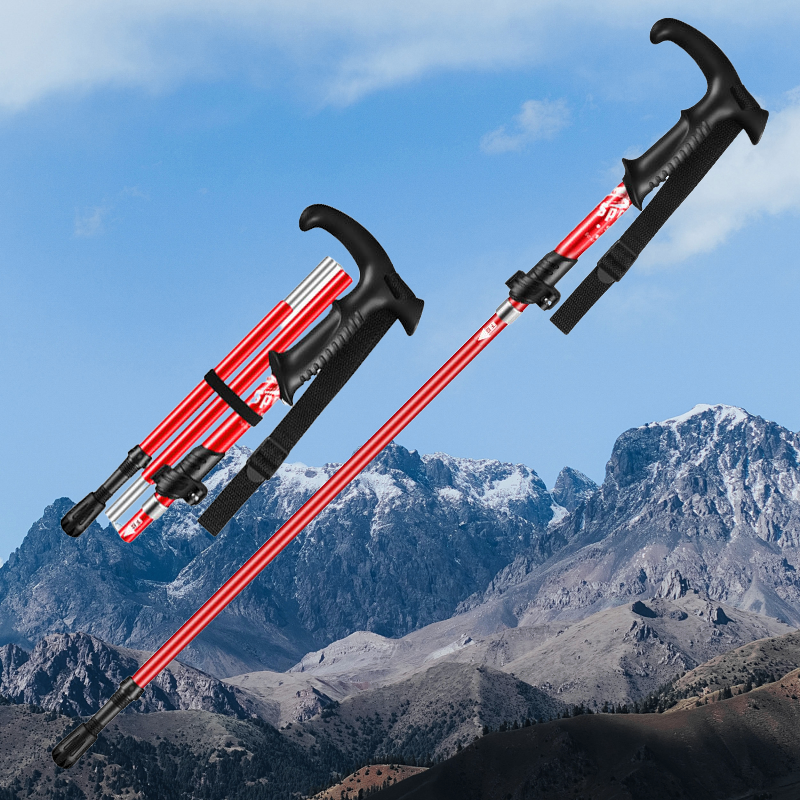2026 Ultraleichter Aluminium-Wanderstock – Rot