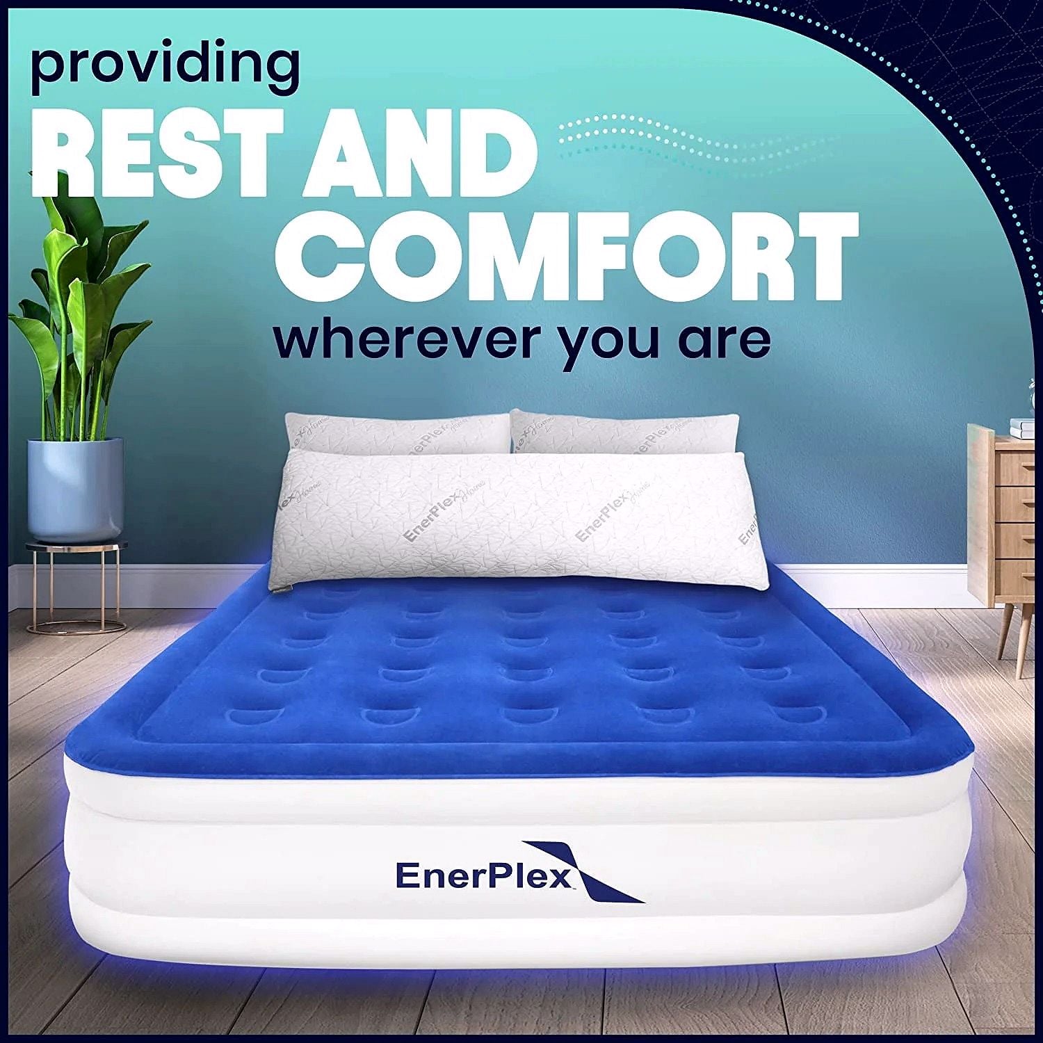 2026 Matelas Gonflable EnerPlex avec Pompe Intégrée – Matelas Gonflable Double Hauteur pour Camping, Maison & Voyage – Queen, 13 Pouces