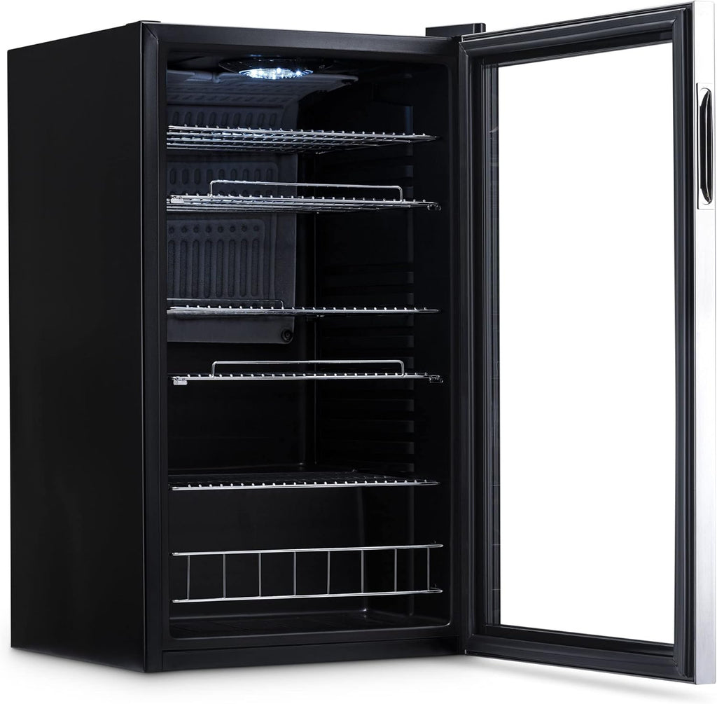 2026 Getränkekühlschrank | Freistehender Kühlschrank für 126 Dosen mit Glastür mit Scharnier rechts | Mini-Getränkekühlschrank, perfekt für Bier, Wein, Limonade und kühlere Getränke