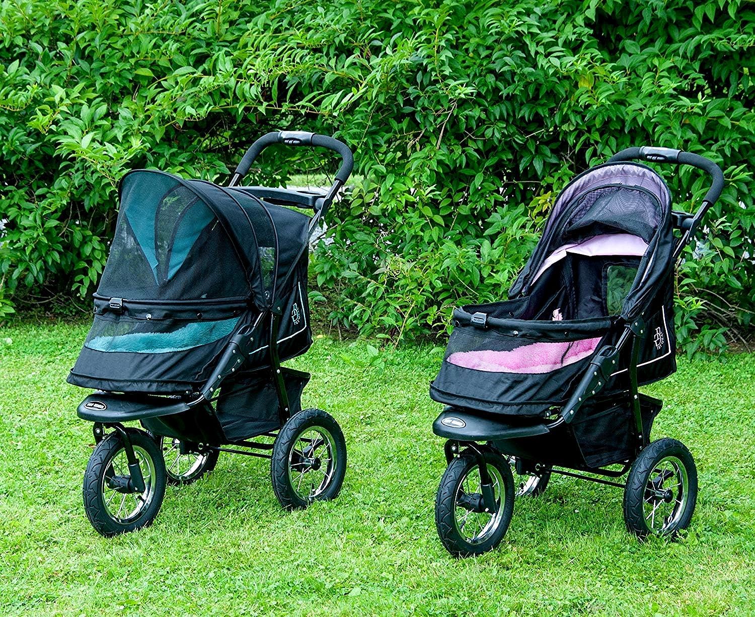 2026 Poussette pour animaux No-Zip NV pour chats et chiens Entrée sans fermeture éclair · Pliage à une main · Roues remplies de gel · Coussin en peluche & protection contre les intempéries inclus · 3 coloris