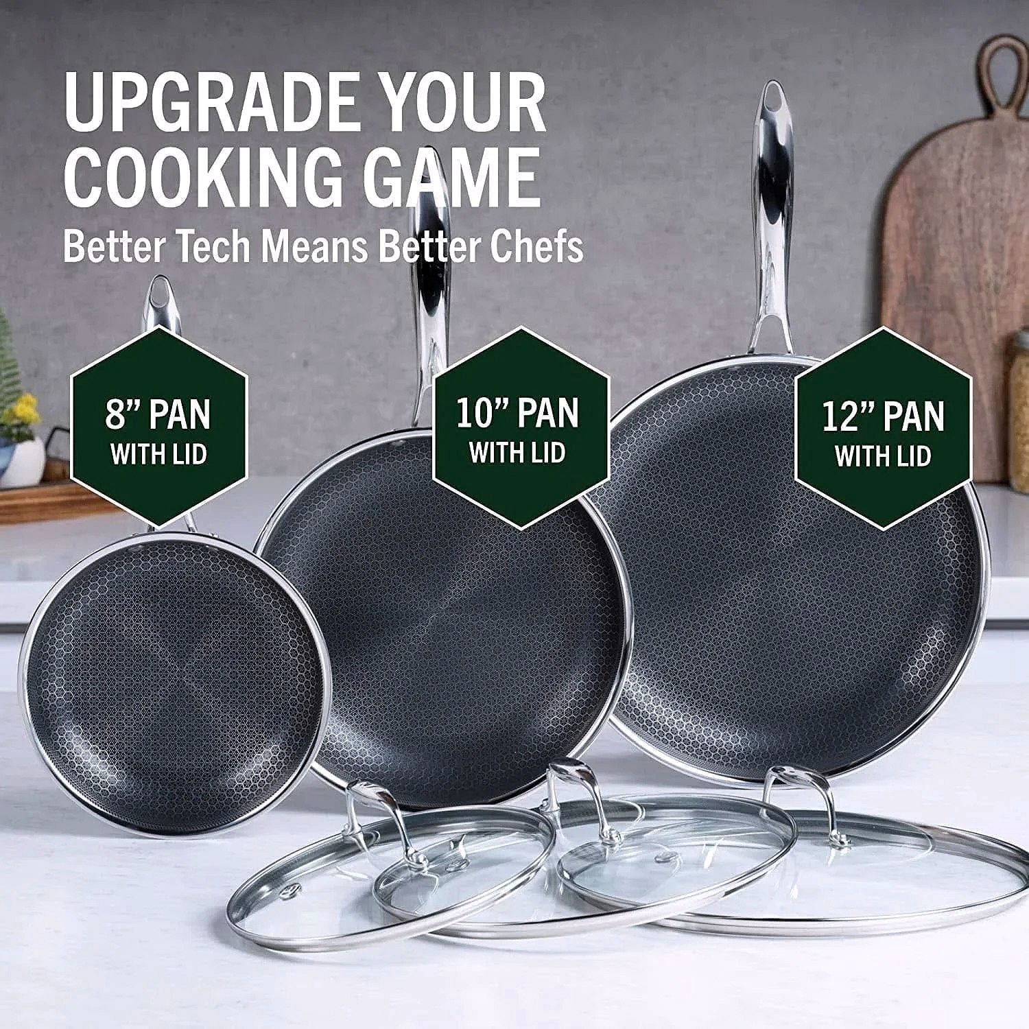 2026 Set de casseroles en acier inoxydable 6 pièces avec couvercles en verre – Noir