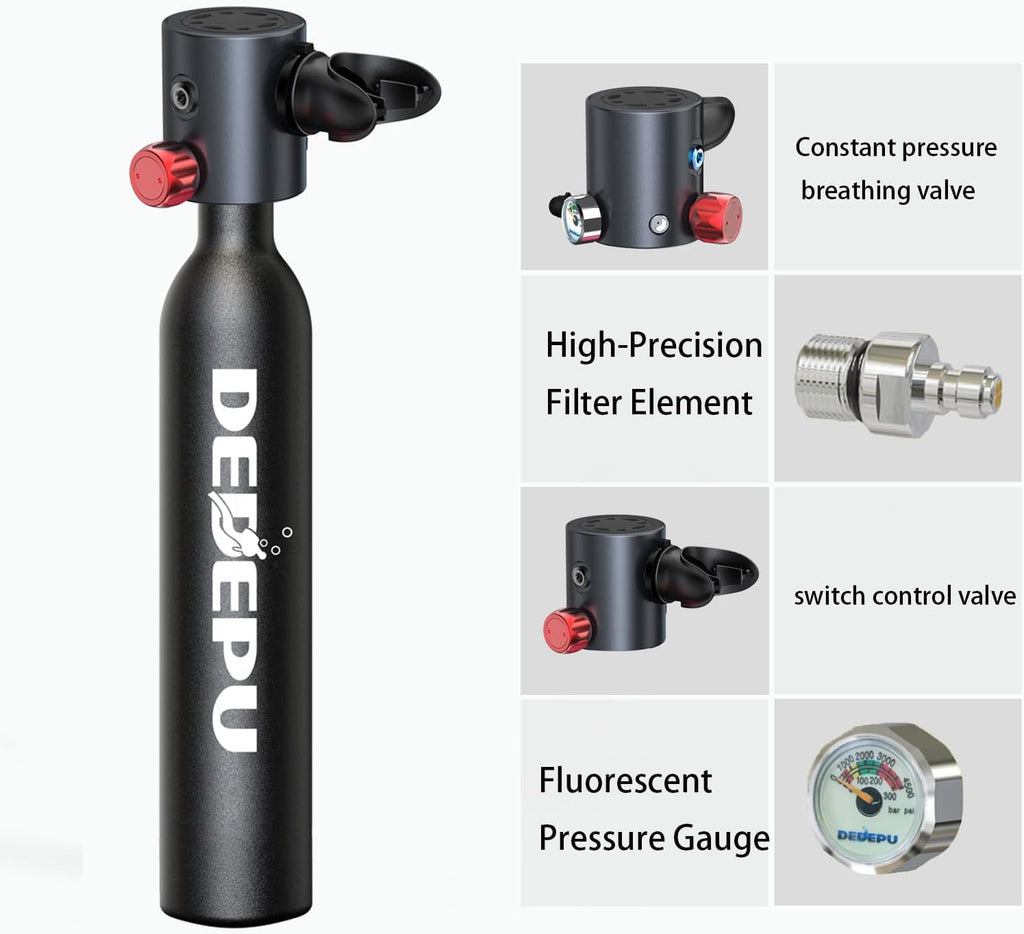 2026 Tauchflasche, 0,5 l Mini-Tauchflasche mit konstantem Druck, Tauchflaschen mit An-/Aus-Ventil, 5–10 Minuten Unterwasserfähigkeit, tragbare Mini-Tauchflaschen, Tauchflaschen mit Pumpe