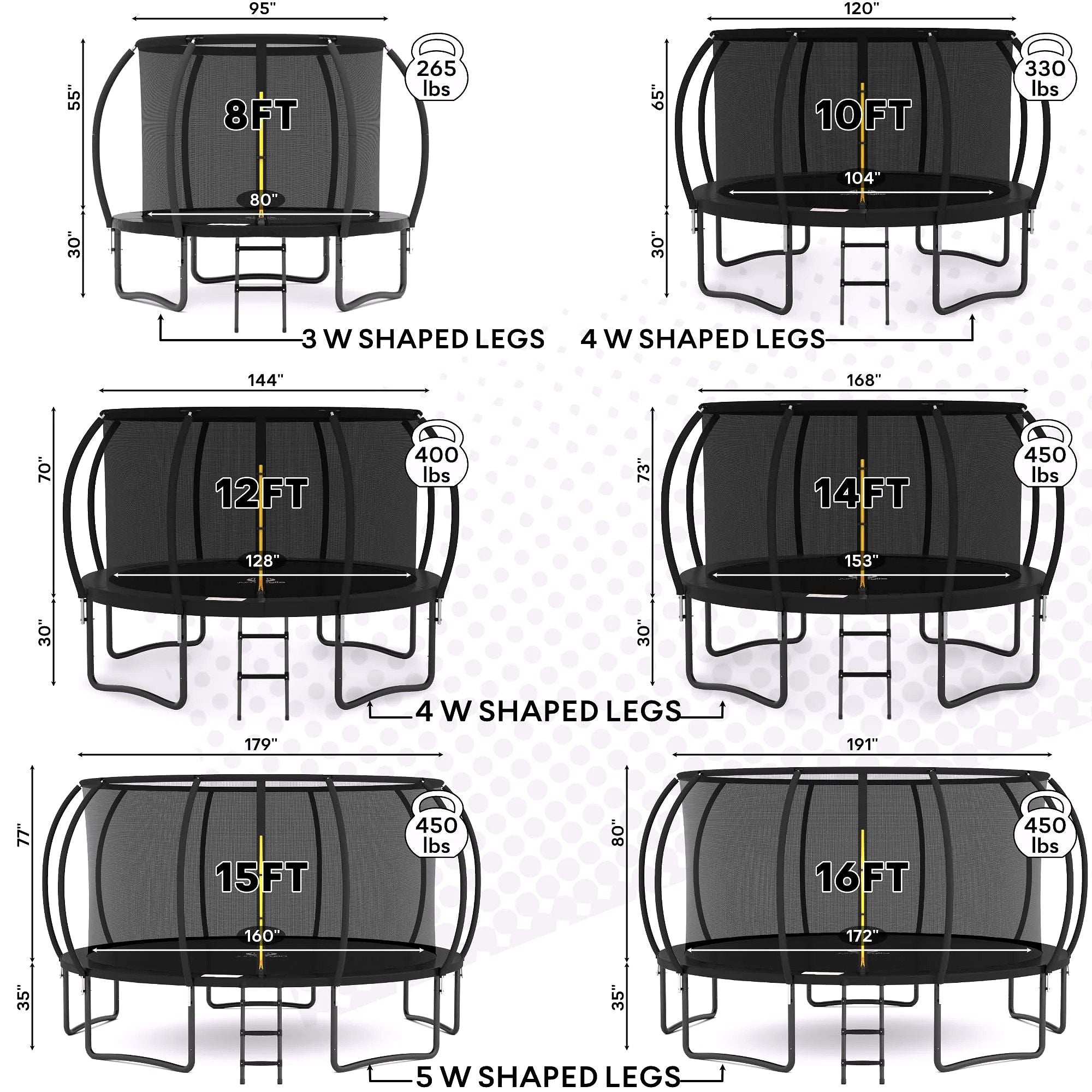 2026 Trampoline d’extérieur JUMPZYLLA avec filet de sécurité pour enfants – 8 FT