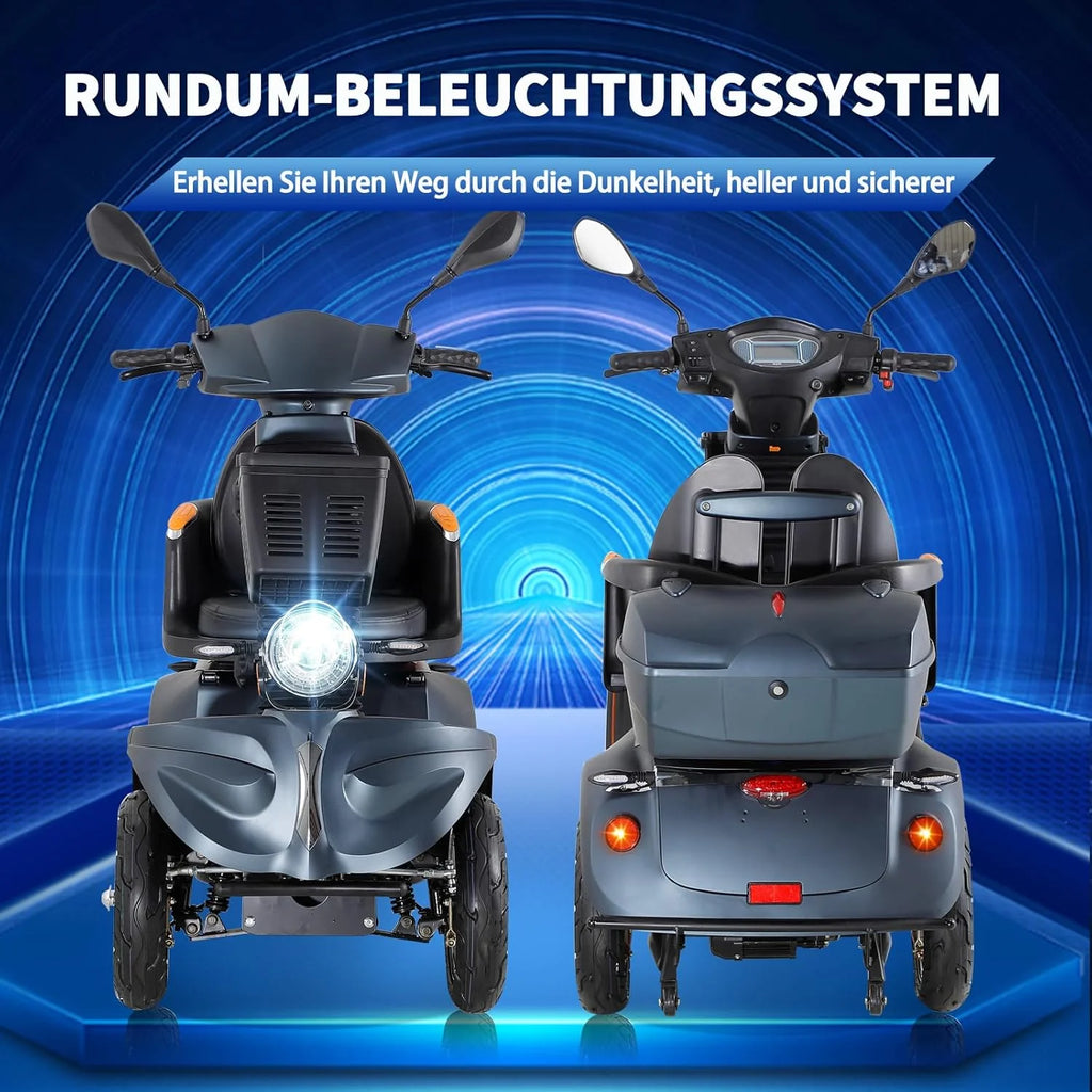 2026 ZVGREEN-Mobilitätsroller mit 4 Rädern-Seniorenmobil-Kapitänssitz-Max. 15km/h-geräumiger Stauraum-drehbarer Sitz-Elektromagnetische Bremse