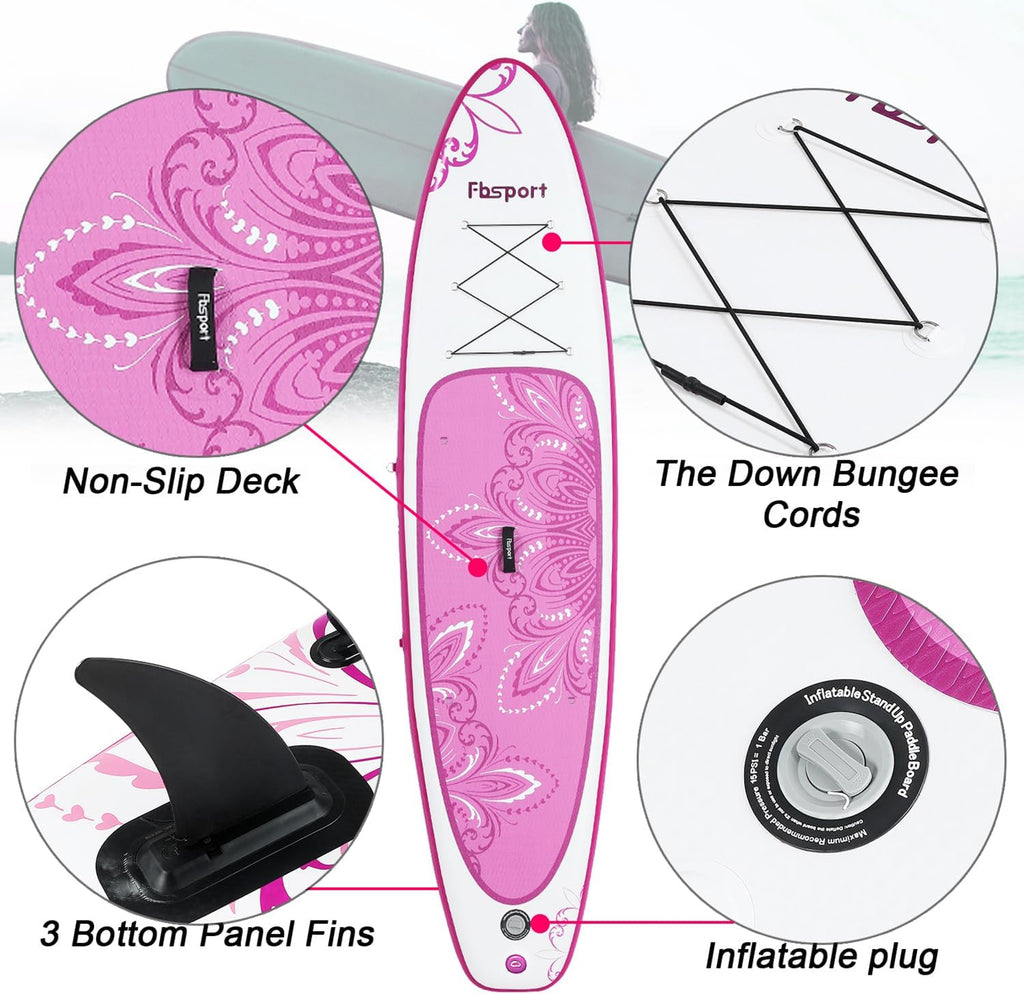 2026 Premium-Stand-Up-Paddle-Board, Yoga-Board mit strapazierfähigem SUP-Zubehör und Tragetasche | Breiter Stand, Surf-Kontrolle, rutschfestes Deck, Leine, Paddel und Pumpe für Jugendliche und Erwachsene