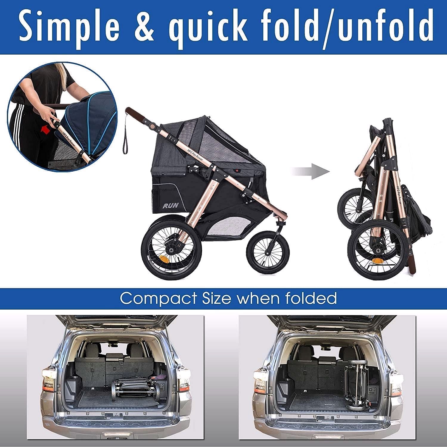 2026 Buggy de jogging sportif pour animaux avec roues en caoutchouc confort