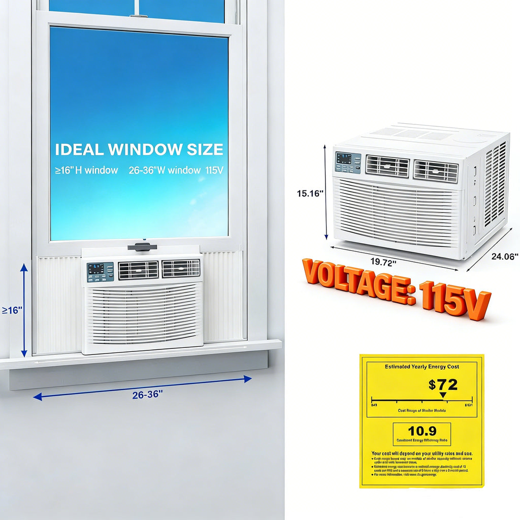 2026 8,000 BTU 115V Window Air Conditioner with Heat & Wifi/APP & Install Kit