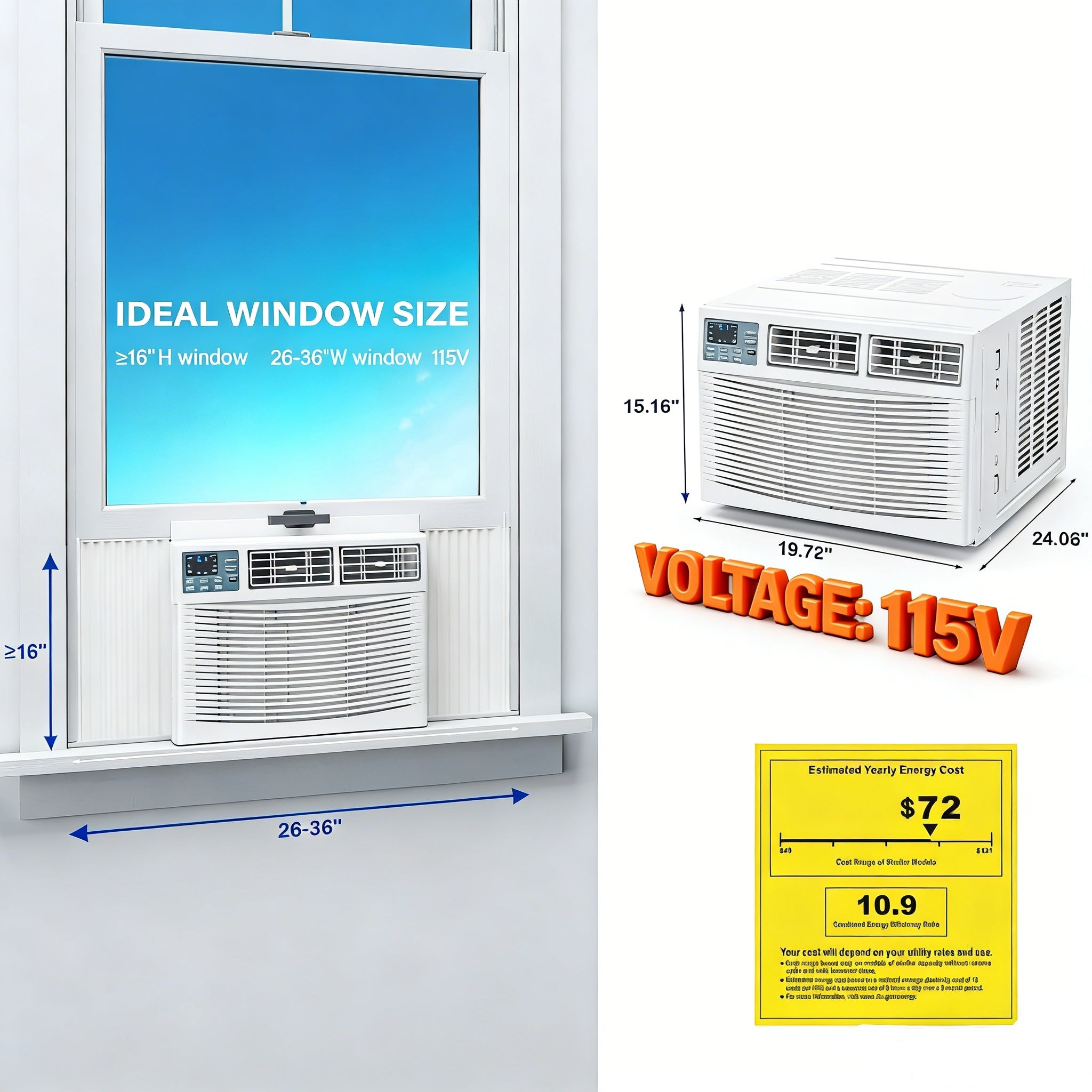 2026 8,000 BTU 115V Window Air Conditioner with Heat & Wifi/APP & Install Kit