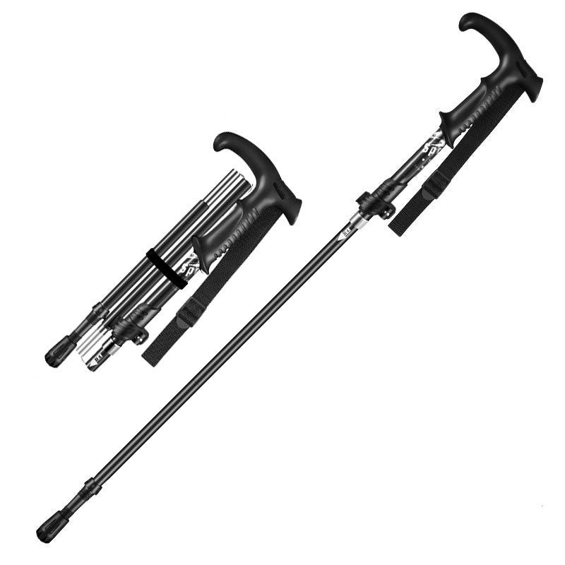 2026 Ultraleichter Aluminium-Wanderstock – Schwarz