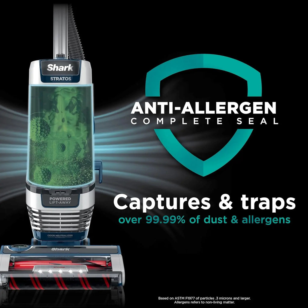 2026 Shark AZ3002 Stratos Standstaubsauger mit DuoClean PowerFins, HairPro, Powered Lift-Away, selbstreinigender Bürstenrolle und Geruchsneutralisierungstechnologie, Marineblau