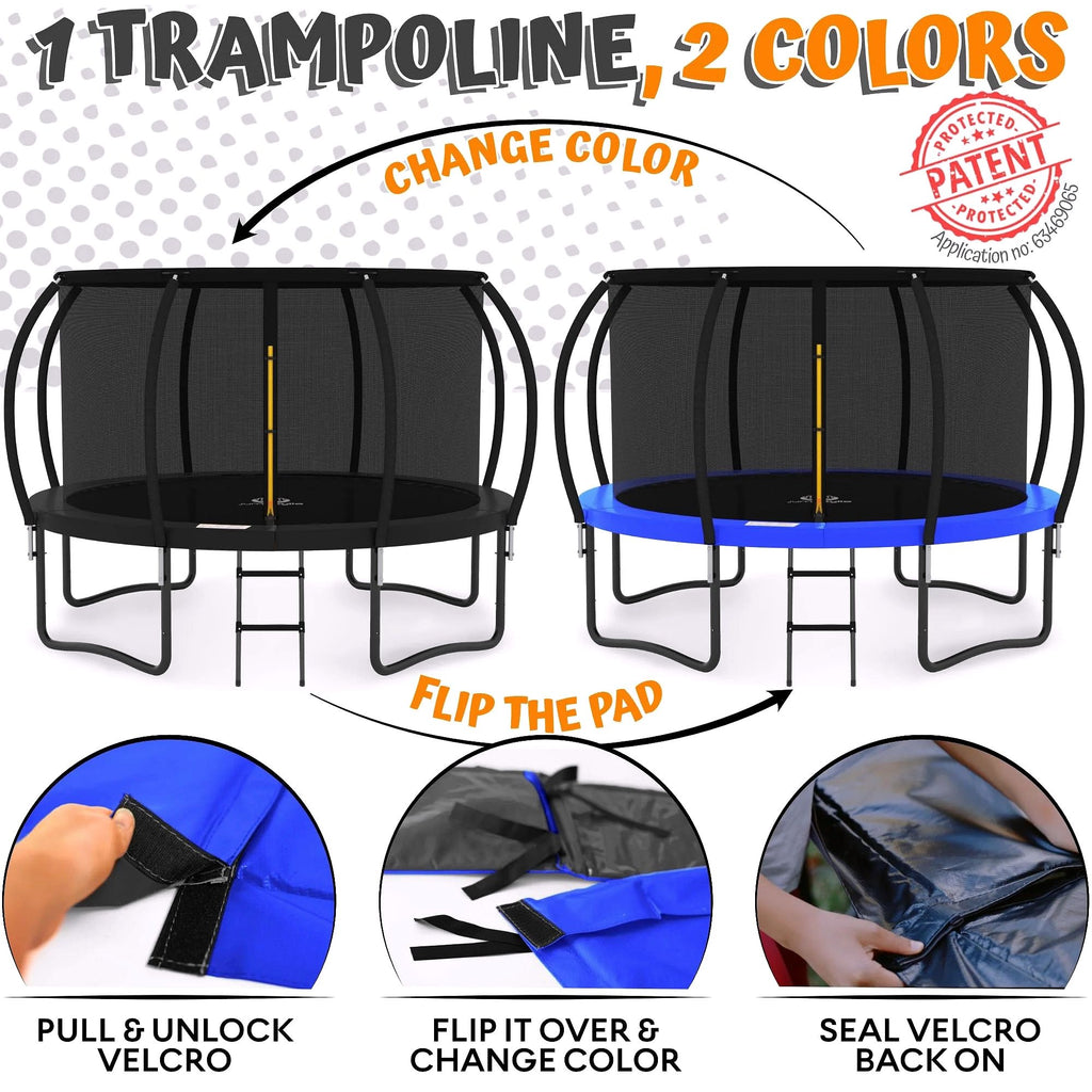 2026 Trampoline d’extérieur JUMPZYLLA avec filet de sécurité pour enfants – 8 FT