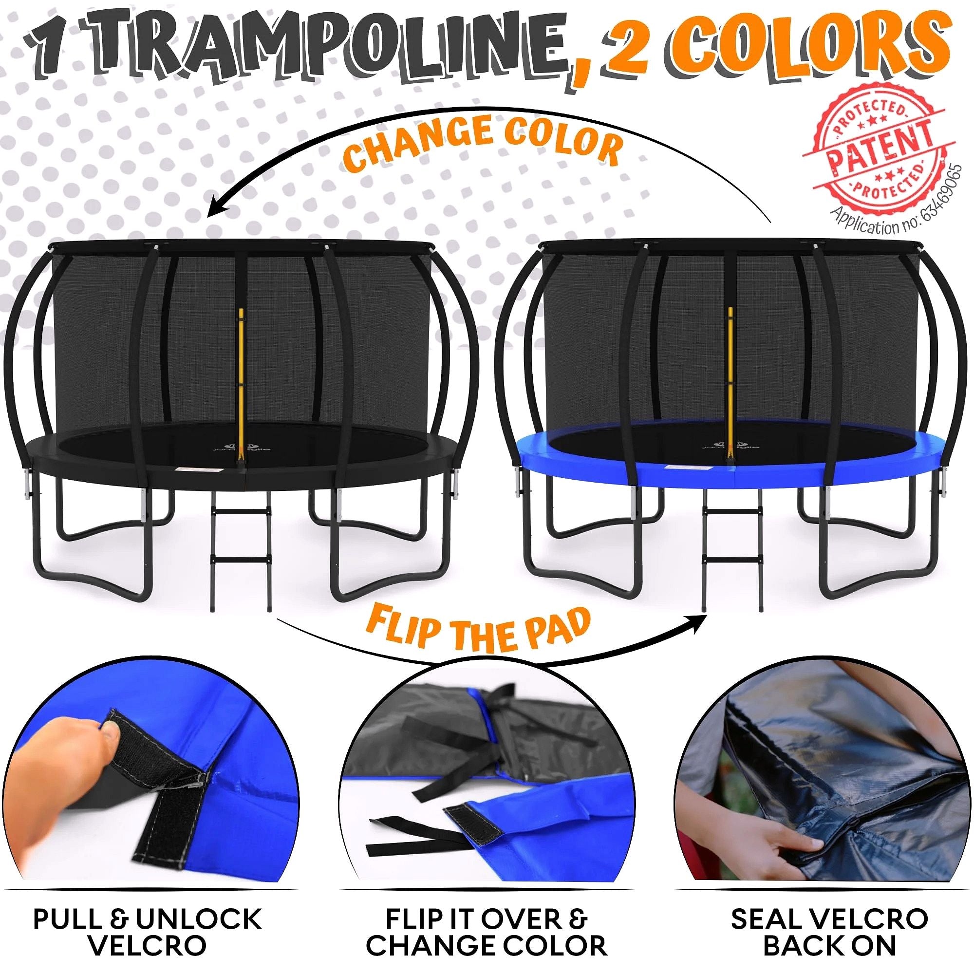 2026 Trampoline d’extérieur JUMPZYLLA avec filet de sécurité pour enfants – 8 FT