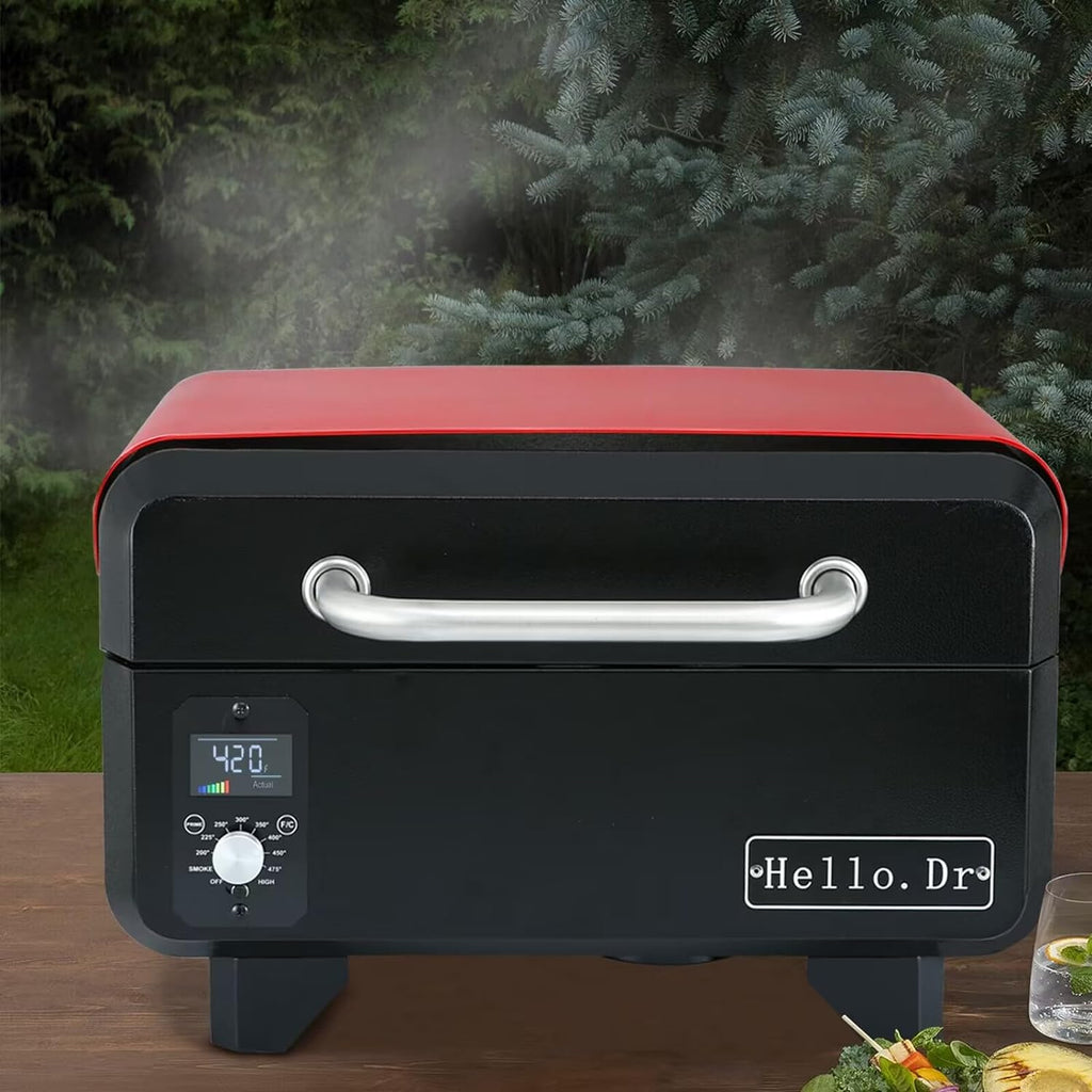 2026 Tragbarer Holzpelletgrill und Smoker, elektrischer 8-in-1-Tischgrill für den Außenbereich, für Wohnmobil-Camping, Tailgating, Wohnmobil-Kochen, BBQ, intelligente Temperaturregelung und Heißdampftechnologie