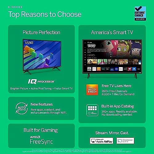 2026 Téléviseur Smart TV VIZIO D-Series 40 pouces Full HD 1080p avec AMD FreeSync & Apple AirPlay
