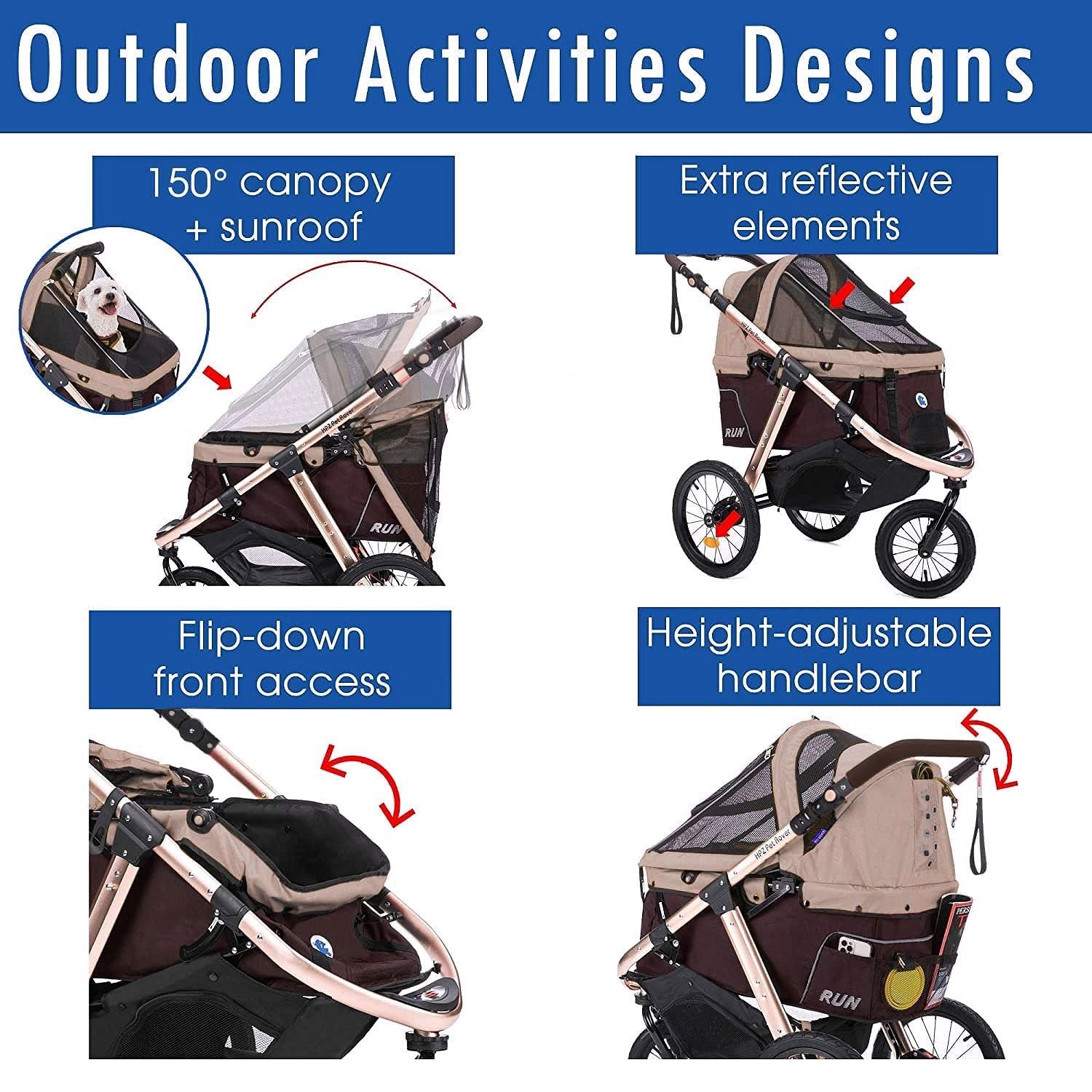 2026 Buggy de jogging sportif pour animaux avec roues en caoutchouc confort