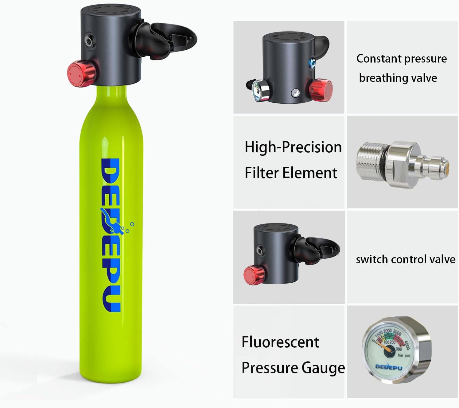 2026 Tauchflasche, 0,5 l Mini-Tauchflasche mit konstantem Druck, Tauchflaschen mit An-/Aus-Ventil, 5–10 Minuten Unterwasserfähigkeit, tragbare Mini-Tauchflaschen, Tauchflaschen mit Pumpe