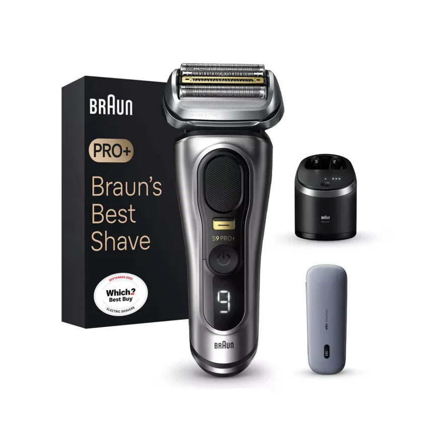 2026 2025 Braun Series 9 Pro+ 9477cc Nass- und Trockenrasierer mit 5-in-1 SmartCare Center und PowerCase, Silber