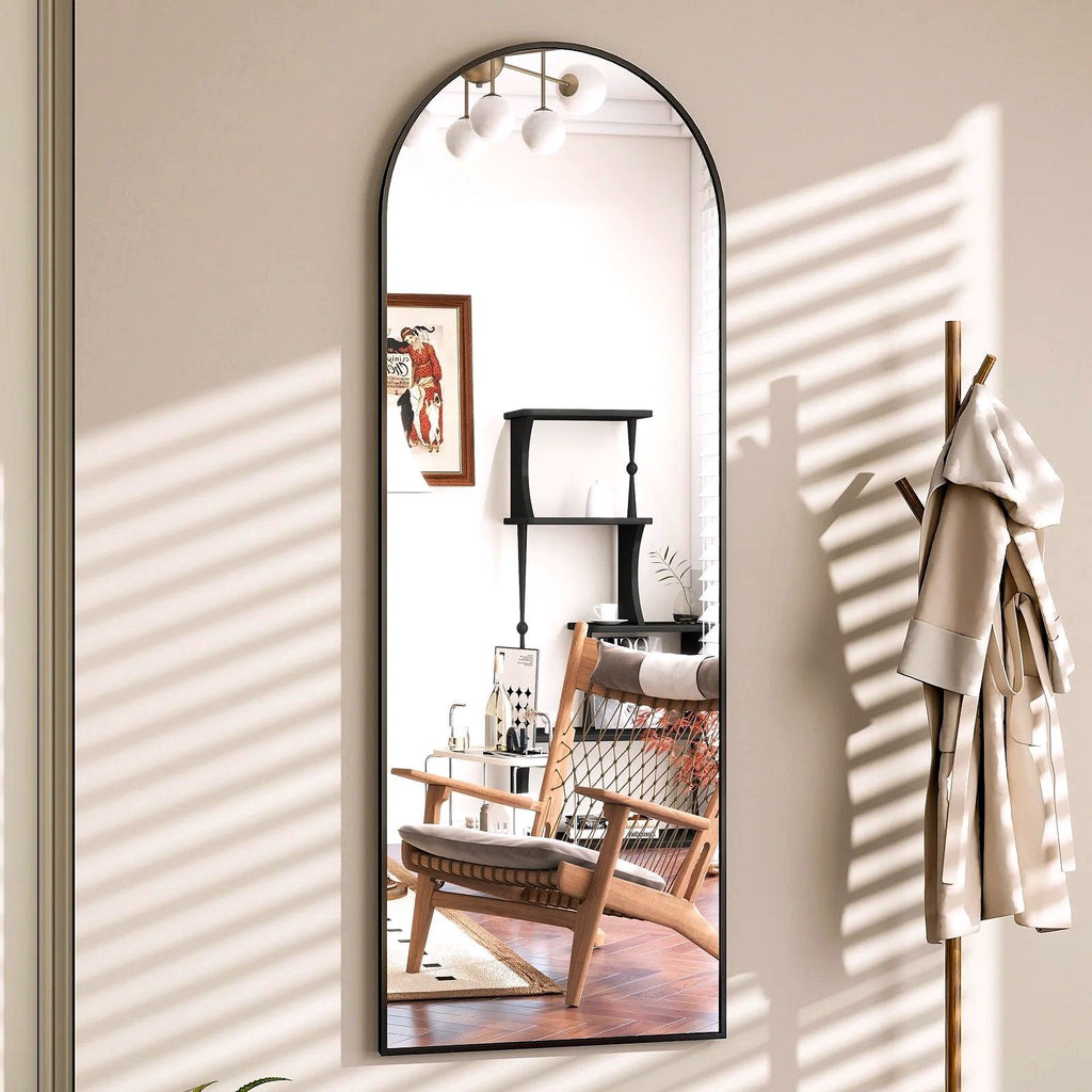 2026 Miroir sur pied au design arc métallique – Miroir de corps entier à monter au sol ou au mur