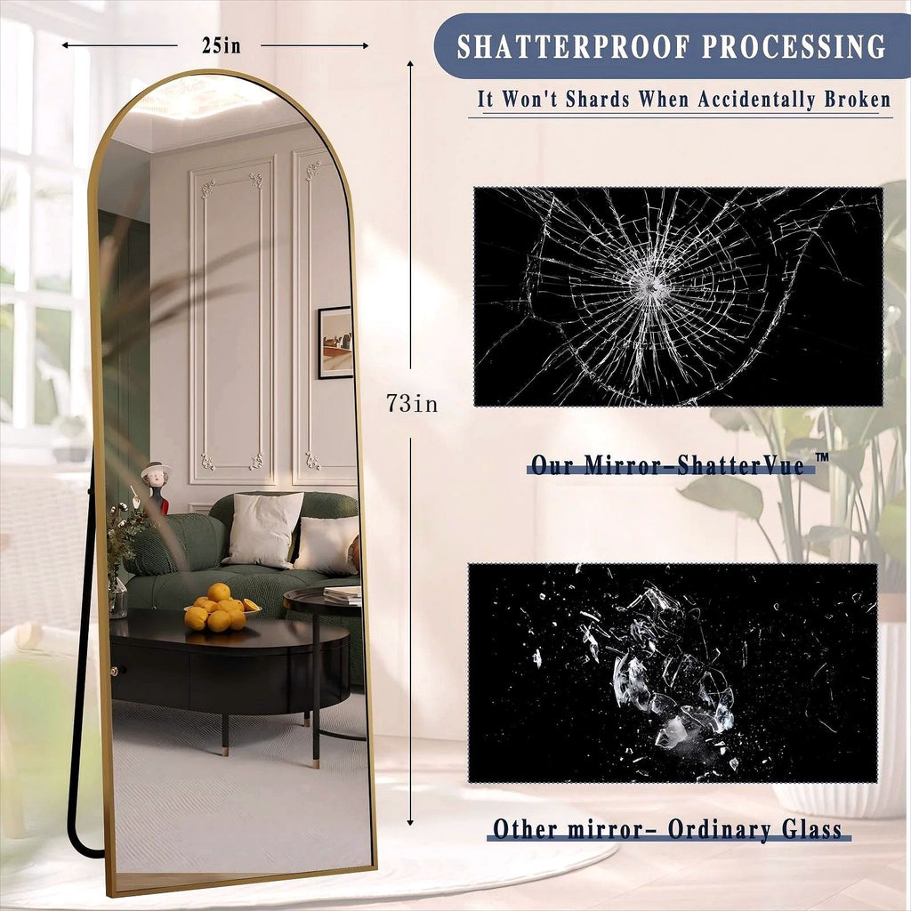 2026 Miroir sur pied au design arc métallique – Miroir de corps entier à monter au sol ou au mur
