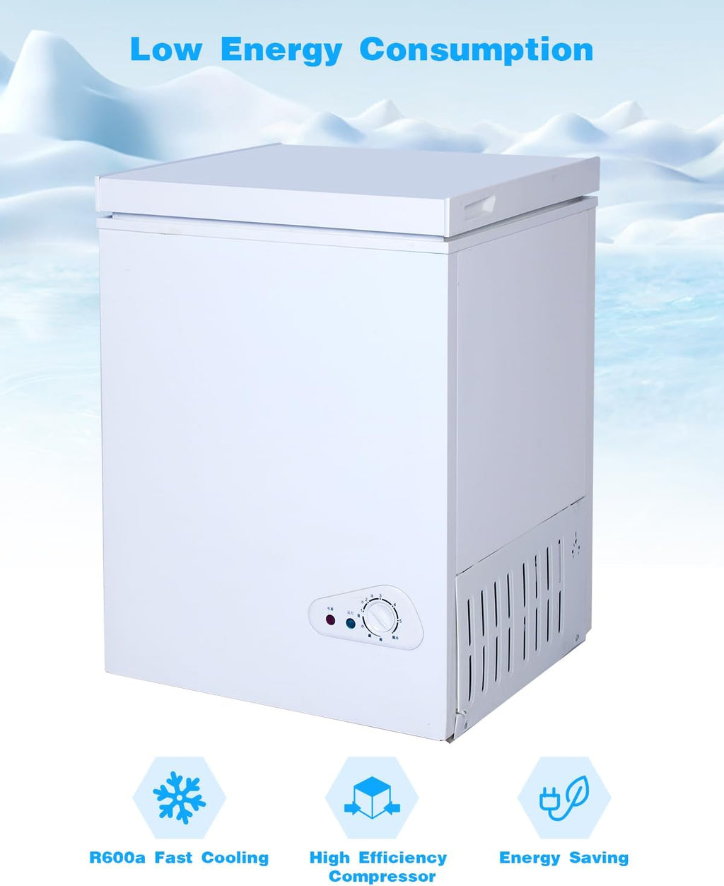 2026 3,5 Kubikfuß Gefriertruhe mit herausnehmbarem Korb, 7-stufige einstellbare Temperaturregelung (-28 °C bis -46 °C), kompakte Tiefkühltruhe für Garage, Büro, Keller, Haus, Küche, Geschäft, Wohnmobile, Weiß
