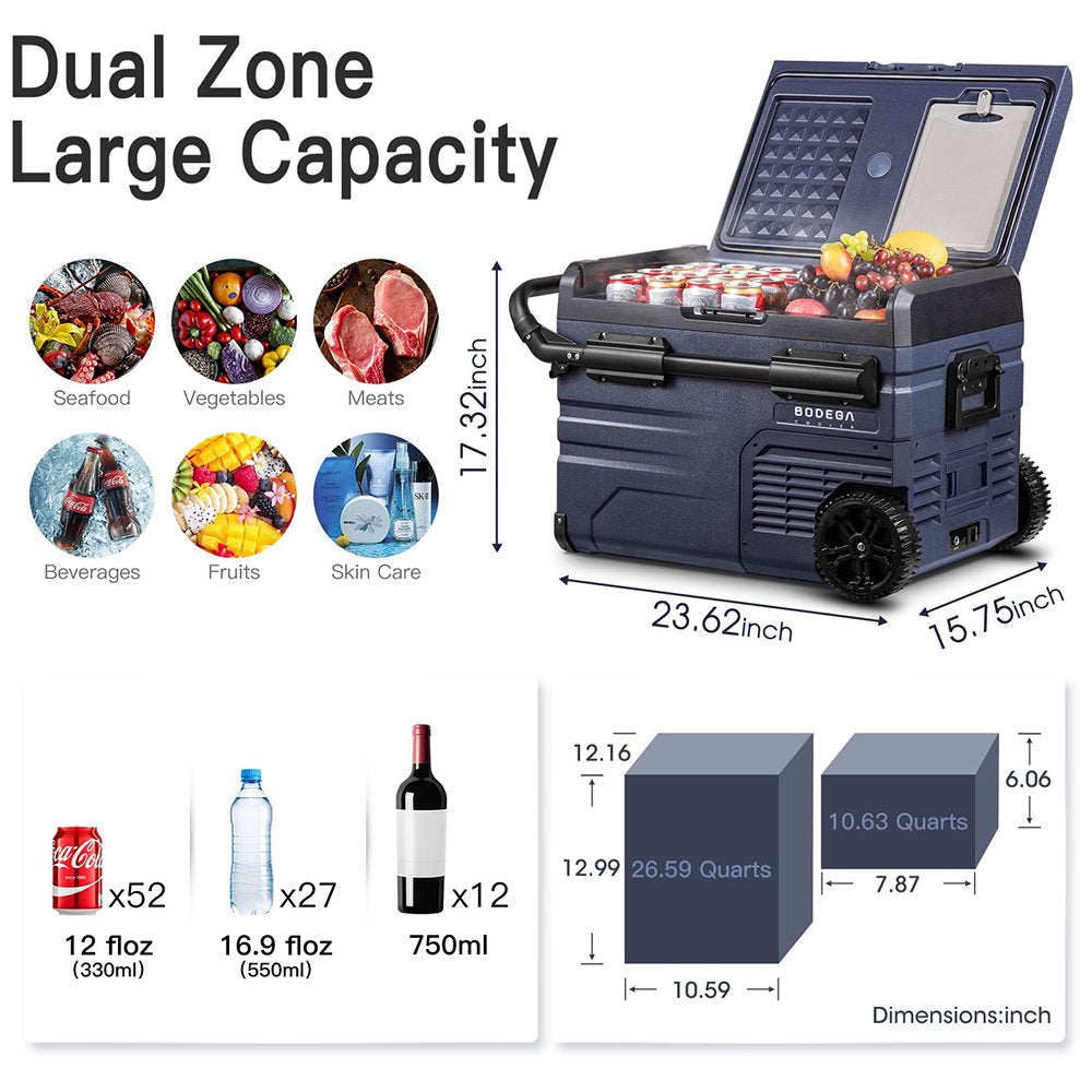 2026 12 Volt 37 Qt. Tragbarer Autokühlschrank, Autogefrierschrank für Outdoor, Camping, Reisen, Wohnmobil, APP-Steuerung