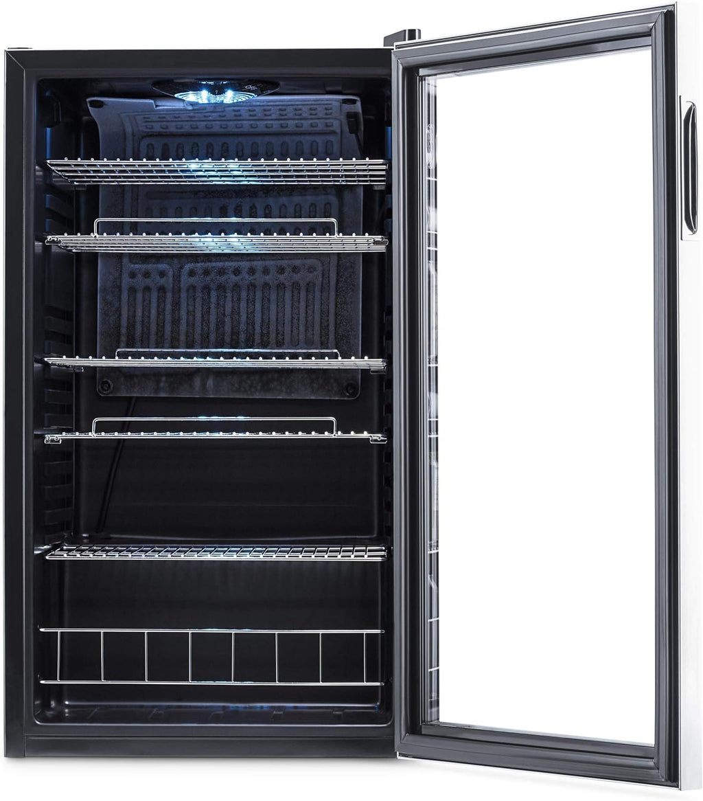 2026 Getränkekühlschrank | Freistehender Kühlschrank für 126 Dosen mit Glastür mit Scharnier rechts | Mini-Getränkekühlschrank, perfekt für Bier, Wein, Limonade und kühlere Getränke