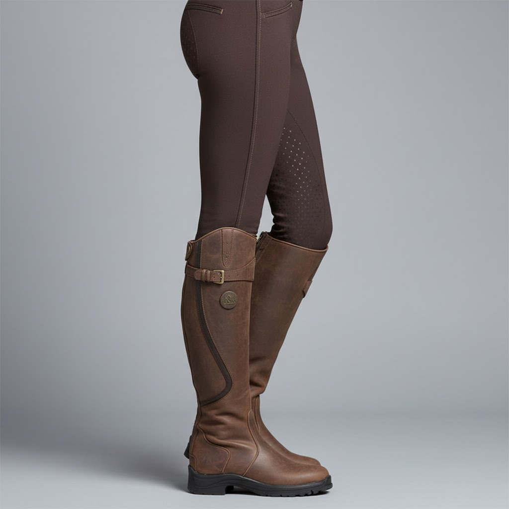 Women's Waterproof Leather Riding Boots - Below Knee Orthopaedic Shoe - LAKD London