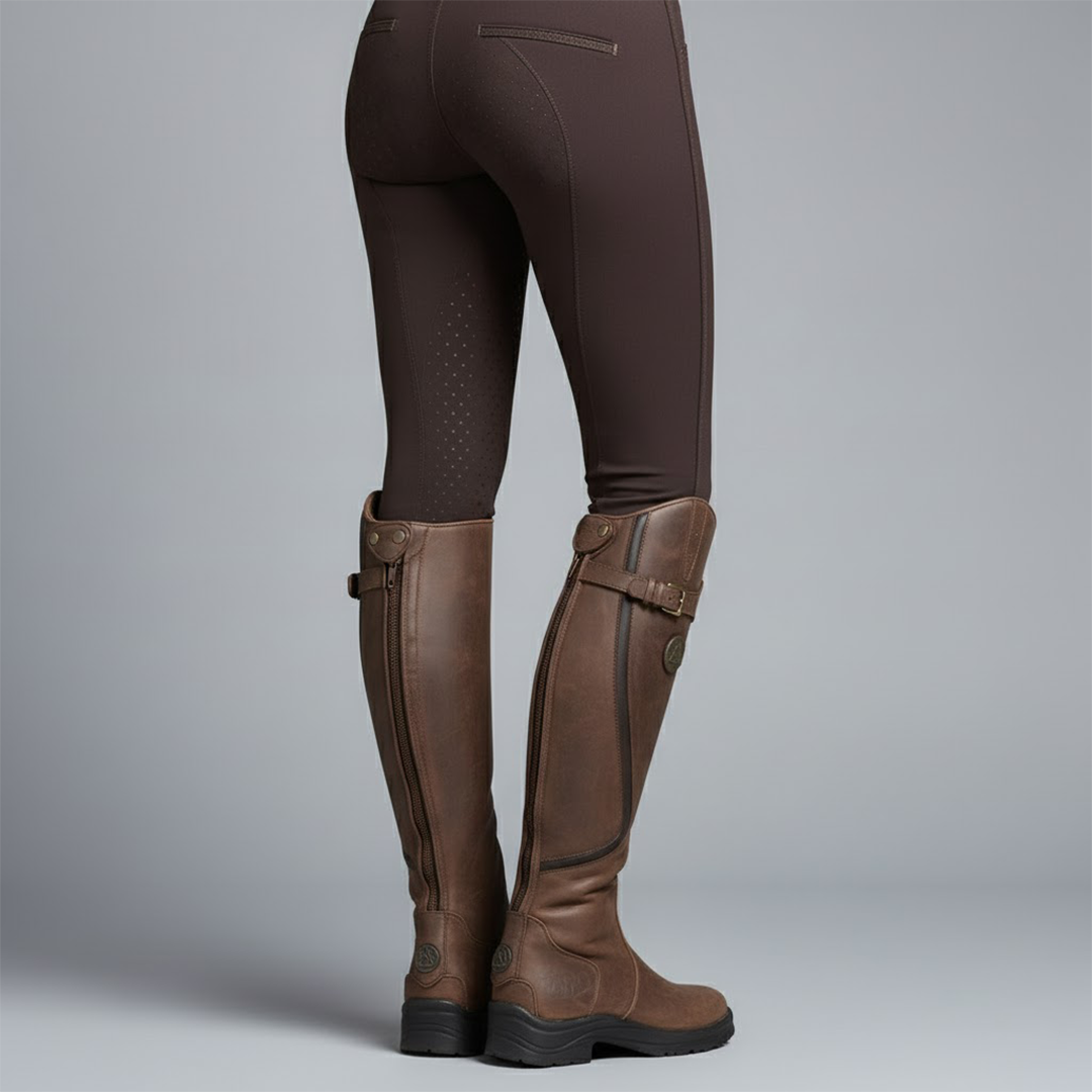 Women's Waterproof Leather Riding Boots - Below Knee Orthopaedic Shoe - LAKD London