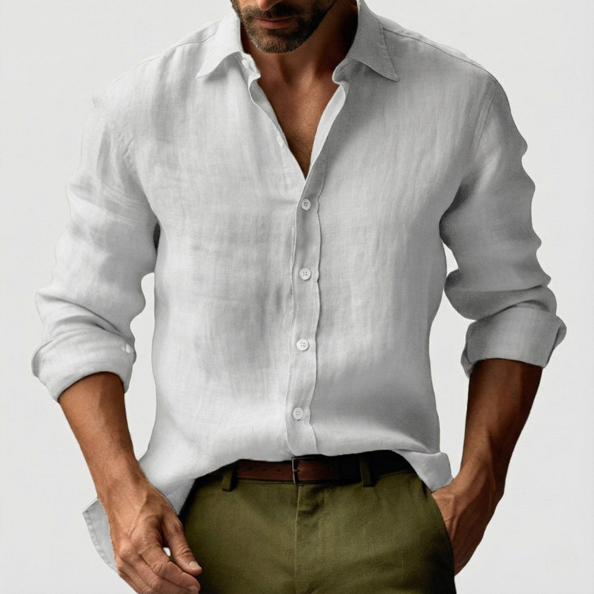 Men's Premium Vintage Linen Button Up Shirt Casual Summer Fit - LAKD London