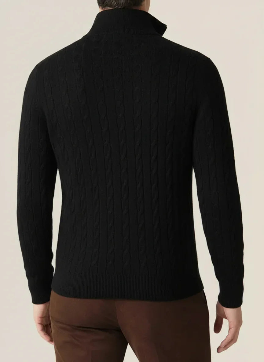 Pull uni printemps maille torsadée demi-zip chic décontracté pour homme