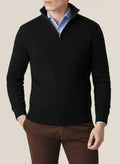 Pull uni printemps maille torsadée demi-zip chic décontracté pour homme