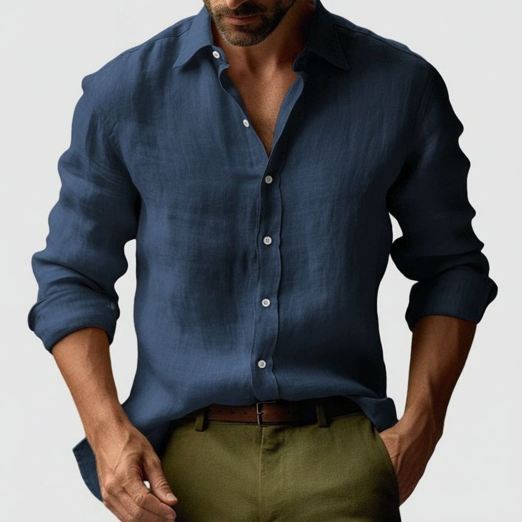Men's Premium Vintage Linen Button Up Shirt Casual Summer Fit - LAKD London