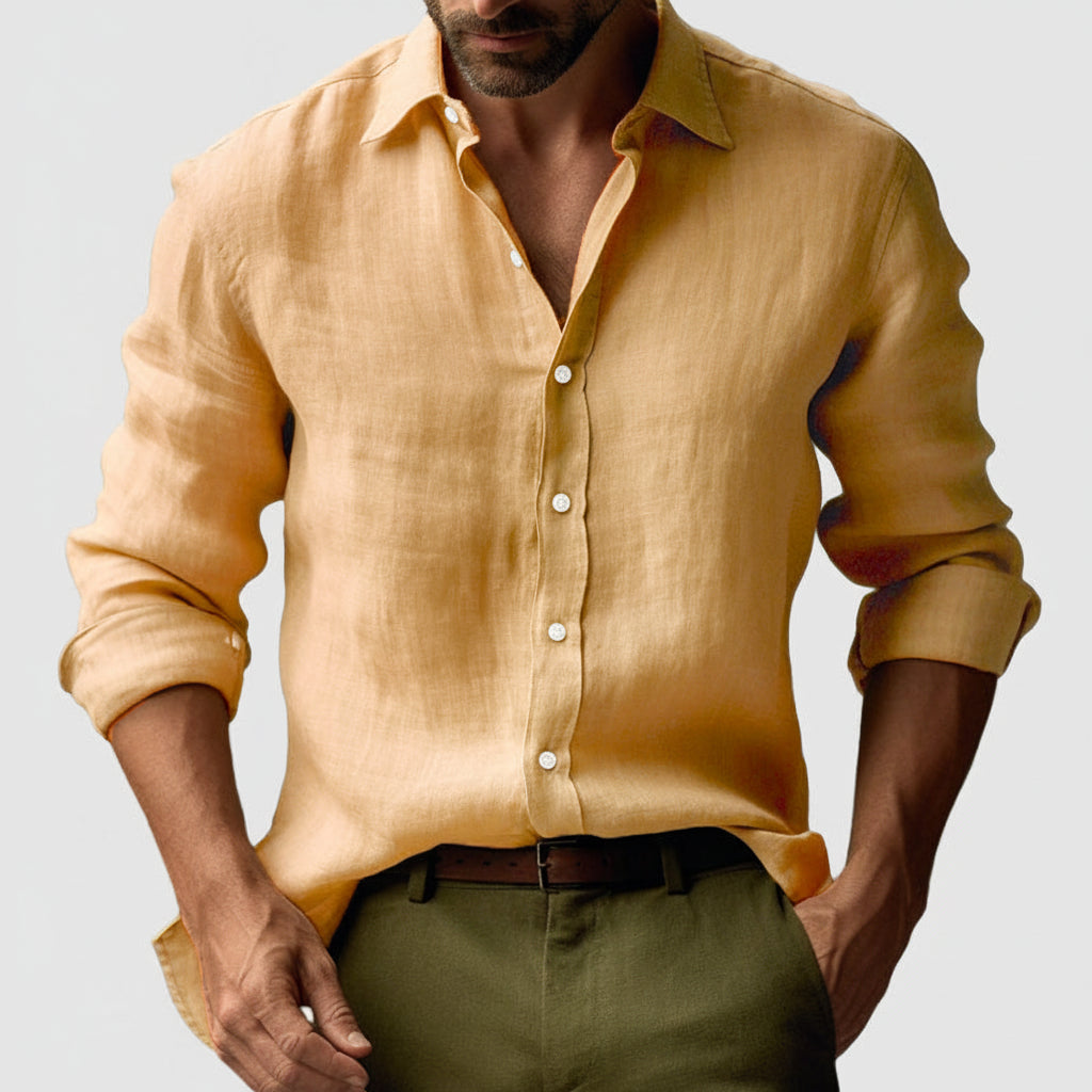 Men's Premium Vintage Linen Button Up Shirt Casual Summer Fit - LAKD London