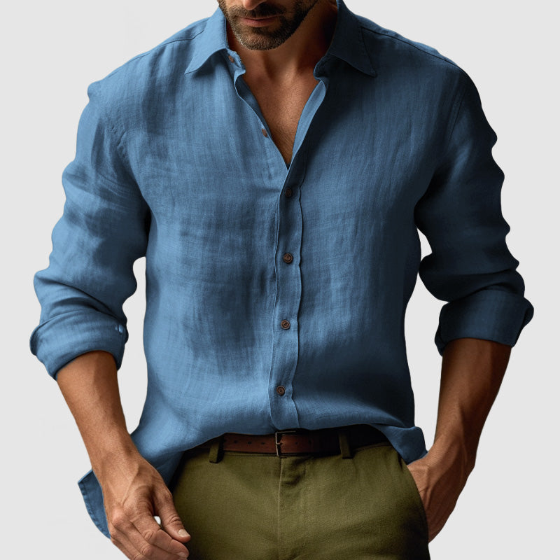 Men's Premium Vintage Linen Button Up Shirt Casual Summer Fit - LAKD London