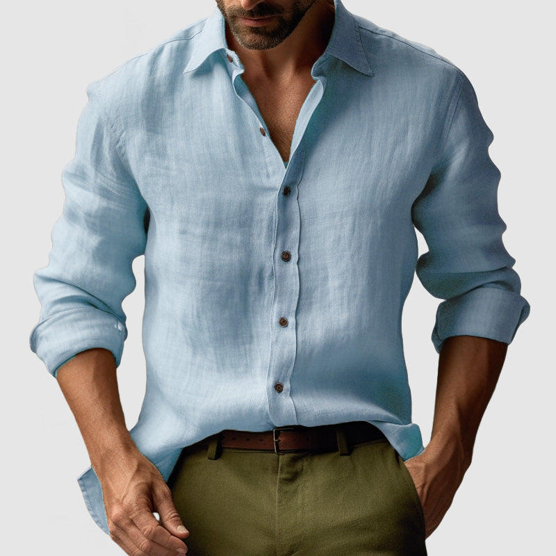 Men's Premium Vintage Linen Button Up Shirt Casual Summer Fit - LAKD London