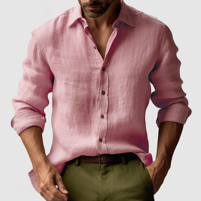 Men's Premium Vintage Linen Button Up Shirt Casual Summer Fit - LAKD London