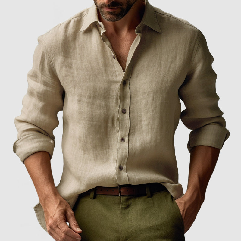 Men's Premium Vintage Linen Button Up Shirt Casual Summer Fit - LAKD London