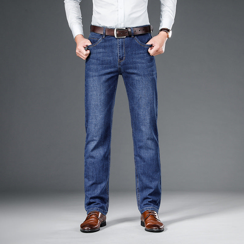 Men's Loose Straight Business Washed Jeans Smart Casual Denim Style - LAKD London