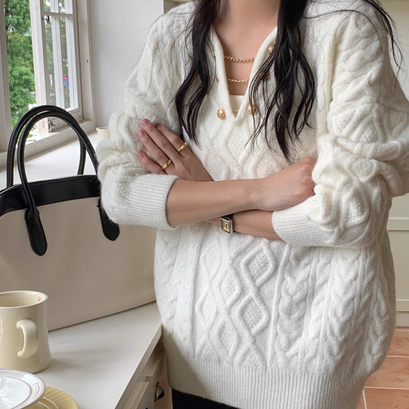 Women's Elegant Loose Knitted Pullover Top Soft Commuter Style Everyday - LAKD London