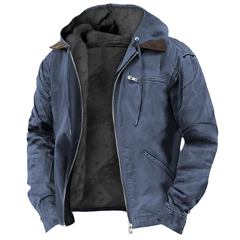 Men's Fleece Hooded Zip Jacket Warm Casual Winter Coat - LAKD London