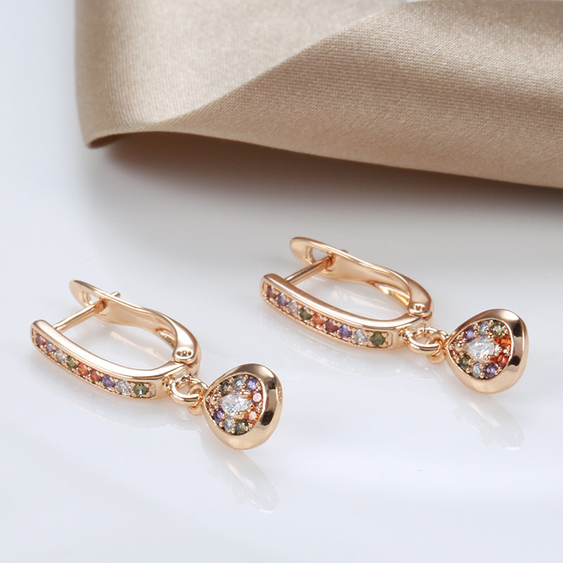 Women's Premium Rose Gold Geometric Design Heart Stud Earrings - LAKD London