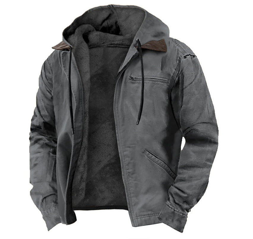 Men's Fleece Hooded Zip Jacket Warm Casual Winter Coat - LAKD London