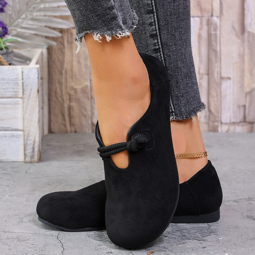 Ballerines confortable rond bout sans lacets couleur unie pour femme