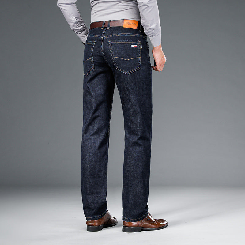 Men's Loose Straight Business Washed Jeans Smart Casual Denim Style - LAKD London