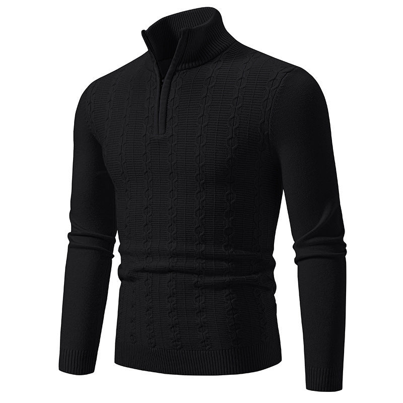 Pull coupe ajustée maille col montant décontracté pour homme