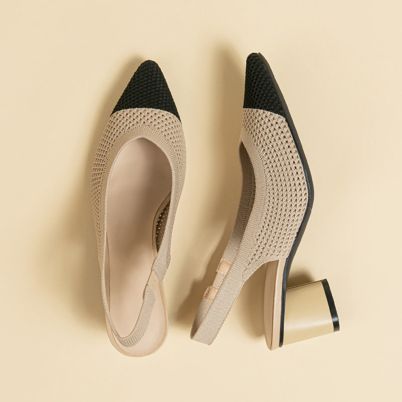 Sandales été ajouré tricoté léger confortable élastique pour femme