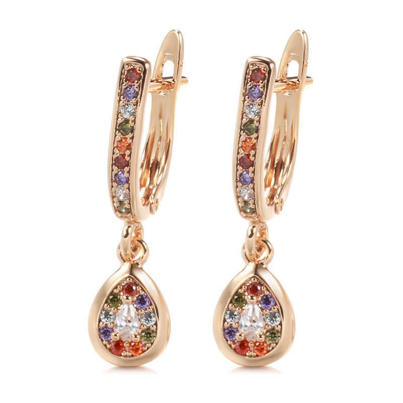 Women's Premium Rose Gold Geometric Design Heart Stud Earrings - LAKD London