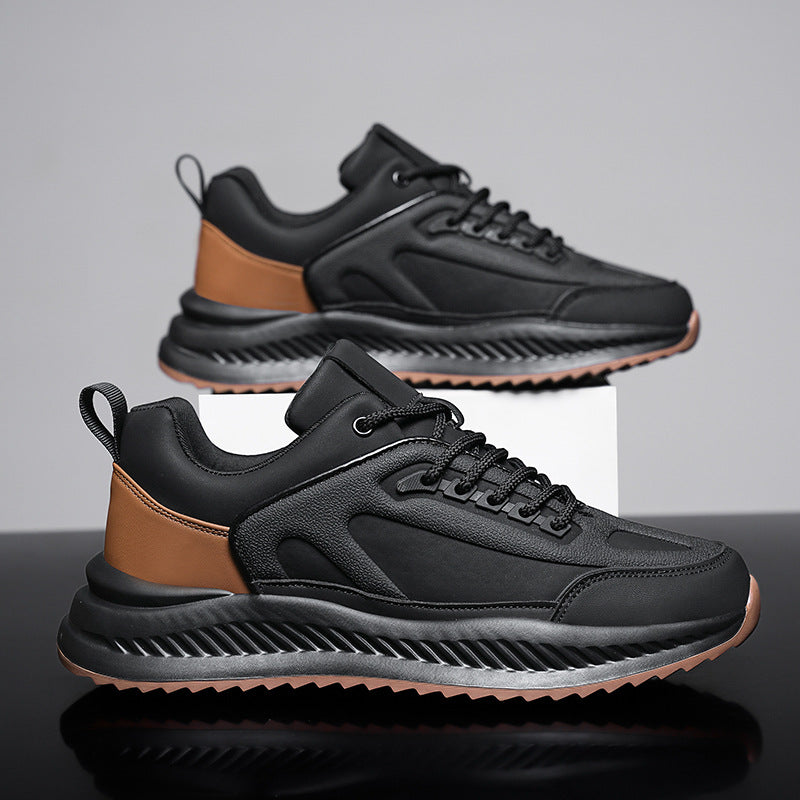Baskets léger plateforme en cuir décontracté confortable sport pour homme